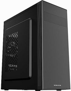 MOROVOL ATX PC Case Pre-Install 1x120MM Fan+1x80MM Fan, Computer Case Support 5.25" ODD, Classic Retro Design Desktop ATX Case, USB 3.0, Black,852