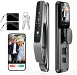 YINTIN 3D Face Recognition Smart Lock with Camera & Handle, Palm Vein Keyless Entry, Video Doorbell, 8-in-1 Unlock, Mortise Lock, 4" HD Screen, Tuya App, 2-Way Talk, IP67, Door Lock for Front Door.