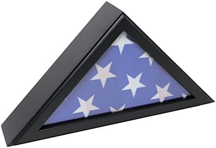 American Flag Black Display Case - Wood Frame Fits 5x9.5' Folded Flag - Veteran Burial Memory - Glass Front