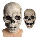 Skull Mask, Full Head Skull Mask with Movable Jaw, Creepy Halloween Skull Face Mask, Creepy Skeleton Mask for Halloween