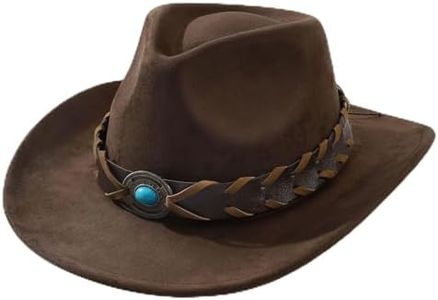 SANSTHS Cowboy Cowgirl Hats for Men Women Suede Hat Wide Brim Felt Hats Western Leather Cowboy Hats for Lover