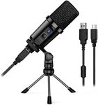 Link Dream USB Microphone, Condenser Computer PC Mic with Tripod Stand for Gaming Podcasting Streaming Recording Voiceover YouTube Skype Twitch Zoom Cardioid, Compatible with Desktop Laptop Windows