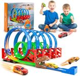 Dinosaur 360° Loop Flexible Race Track Set for Kids,T-rex Tunnel Flame Ring