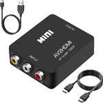 RCA to HDMI,AV to HDMI Converter, 1080P RCA Composite CVBS AV to HDMI Video Audio Converter Adapter Compatible with N64 Wii PS2 Xbox VHS VCR Camera DVD, Support PAL/NTSC with HDMI and USB Power Cable