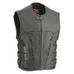 Men's Updated Bullet Proof Style Swat Vest (NOT BULLETPROOF) Single Panel Back & Wide Arm Holes Perfect for Clubs Patches (Large)