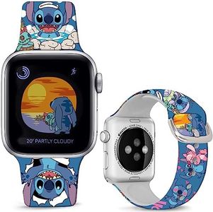 Sjiangqiao Compatible with Apple Watch Band Stitch Holiday Pink Couple 38mm/40mm/41mm/42mm(Series10) Soft Silicone Magic Fancy Strap Compatible with iWatch Series SE 10 9 8 7 6 5 4 3 2 1 Kids Men