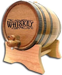 20 Liter Oak Barrel for Aging Whiskey with Stand, Bung, and Spigot (5 gallon) | Age Cocktails, Bourbon, Rum, Tequila, Beer, Wine and More! | Laser Engraved Whiskey Barrel B511 Design