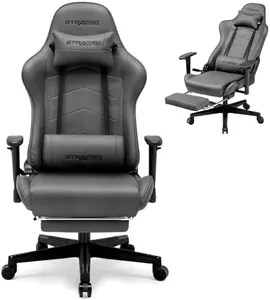 GTRACING Gaming Chair with Footrest, Racing Style Computer Chair for Adult, Adjustable Reclining Backrest and Lumbar Support, Stylish High Back Chair for Gaming and Office (Dark Grey)