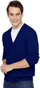 State Cashmere Button Front Cardigan - Long Sleeve Sweater for Men Made with 100% Pure Cashmere Sourced from Inner Mongolia Goats - Soft, Lightweight & Versatile - (Navy, Large)