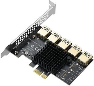 MZHOU PCI-E 1 to 5 USB Slots Riser Card - Higher Stability USB 3.0 Adapter Multiplier Card for Bitcoin Mining Compatible with Windows Linux Mac