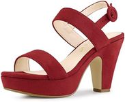 Allegra K Women's Platform Heel Slingback Chunky Red Heel Sandals 8.5 M US