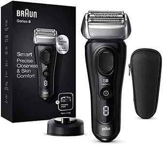 Braun Series 8, Regolabarba Uomo, Rasoio Elettrico Barba, Custodia da Viaggio, Tecnologia Sonica, Lame Flessibili, Custodia da Viaggio, Idea Regalo, 8410s Nero