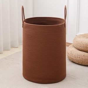 Laundry Basket Hamper Tall Rope Storage Woven for Blanket toys Dirty Clothes in Living Room Bathroom Bedroom (Dark Brown, 100L/26.4Gal)