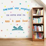 IARTTOP Something Very Magical Can Happen When You Read A Book Wall Decal, Colorful Stars Inspirational Quote Sticker for Classroom Kids Room Library Decor