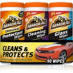 Armor All Protectant, Glass and Cleaning Wipes, Wipes for Car Interior and Car Exterior, 30 Count Each (Pack of 3)