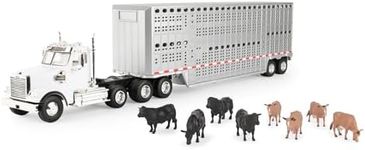 Ertl Freightliner 122SD Truck Toy - 1:32 Scale - Includes Toy Truck, Cattle Trailer, and Farm Animals - Construction Truck Toys - Toddler Toys Ages 3 Years and Up