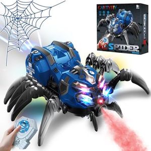 Remote Control Spider Toy, Robot Spider with 2.4 GHz Remote Controller, RC Spider Robot with Spray/Lights/Music, Realistic Spider Gift for Kids Boys, Halloween, Christmas, Holiday Toys for Party Prank