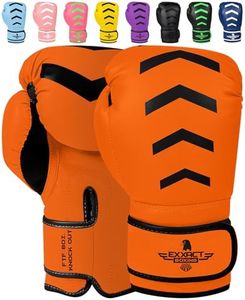 Exxact Sports Knockout Youth Boxing Gloves for Kids (3-15 Years) with Padded Protection and Wrist Support, Durable Engineered Leather Kids Boxing Gloves for Sparring (Orange/Black, 8 OZ)