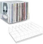 Philbinden 2 Pcs Clear Acrylic CD Holder, DVD/CD Display Rack & CD Storage Box & Vinyl Record Storage Stand Holds up to 14 Standard CD Cases for Media Shelf Storage and Organization