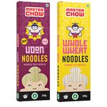 MasterChow Healthy Atta Noodle Pack of 2 - Made with 100% Organic Atta | No Maida, Not Fried | No Artificial Preservatives or MSG |100% Natural | Pack of 2 - Udon & Wholewheat Noodles - 300g Each