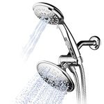 Hydroluxe® 30-Setting Ultra-Luxury 3 Way 6 Inch Rainfall Shower-Head/Handheld Shower Combo with Patented ON/Off Pause Switch (Premium Chrome)