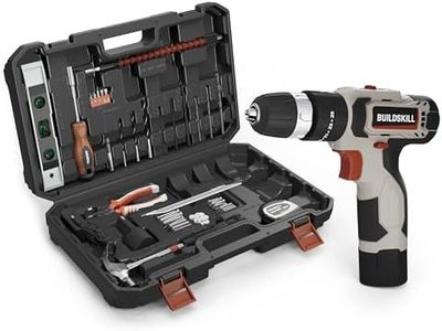 BUILDSKILL 69 Pcs | 12V Cordless Drill Machine Tool Kit 10MM Keyless Chuck,Copper Armature, 3M Auto Measuring Tape, CRV Bits, TPR Screwdriver | Home Tools Box Kit with Drill Machine (6 Month Warranty)