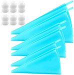 Weetiee D Silicone Pastry 3 Sizes Reusable Piping Baking Cookie Cake Decorating Bags (12’’+14’’+16’’)-6 Pack-Bonus 6 Icing Couplers