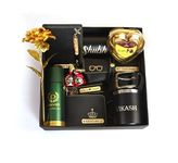 Atrum Shutrum Your Name Customized Mens Gift Hamper Set With Water Bottle, Passport Cover, Pen, Men Wallet, Sunglasses Cover, Keychain, Golden Rose and chocolates With Coffee Mug and Belt (Black)