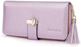 RFID Wallets for Women with Multiple Card Slots and Cellphone Compartment, Rose-gold, L, Classic