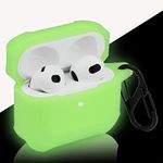 LEFXMOPHY Airpod Case Cover Replacement for Airpods 3rd Generation / 3 Gen 2021, Green Silicone Protective Skin Sleeve Accessory Glow in Dark