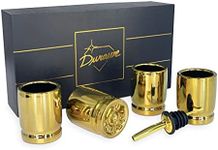 Durawe Company 50 Calibre Shot Glass, 4 Pieces Ceramic Shot Glasses with Pourer, 50 Cal Bullet Casings Shaped Shot Glasses Great Gift Drinking Glass Set for Men, Luxury Gift Set