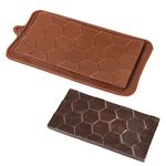 FineDecor Silicone Mould Honey Comb Chocolate Bar Shape Mould | Candy Mould | Jelly Mould | Baking Silicon Bakeware Mold | Soap Wax Flexible Baking Mould - FD 3531