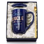 ALBISS Best Uncle Gifts from Nephew Niece, Uncle Fathers Day Gift Birthday Gifts - Funny Uncle Mug Printed with Gold, Presents for Uncle, 18Oz Large Navy Blue Ceramic Cup, Nice Gift Boxed