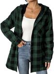 HOTOUCH Flannel Plaid Shacket for Women Fleece Button Down Long Sleeve Shirts Casual Lapel Fall Jacket