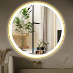 ARUMMA 30 Inch Gold Bathroom Round LED Mirror with Lights Gold Frame Round Lighted Mirror for Bathroom Wall Round Vanity Lighted Mirrors 3 Color Dimmable Anti Fog Bathroom Circle Light up Smart Mirror