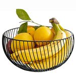 CAM2 Metal Fruit Basket, Wire Fruit Basket Black Iron Fruit Holder Decorative Stand for Fruit Storage for Vegetable Snack Bread