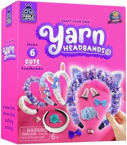 Yarn Headband Making Kit for Girls - DIY Craft Set with 6 Headbands, Colorful Yarns, Ribbons, Hair Clips & Glue, Ideal Birthday & Christmas Gift for Girls Ages 5-12, Fun Arts & Crafts Activity