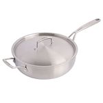 Babish Tri-Ply Stainless Steel Saute Pan w/Lid, 5-Quart