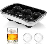 ICEXXP Whiskey Ice Ball Maker, [Fill without Funnel & Easy Release] 2.2'' Round Large Ice Cube Trays with Cover, Reusable Sphere Silicone Ice Tray with Lids for Bourbon, Brandy, Gift for Whisky Lover