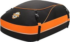 Car Rooftop Cargo Carrier Roof Bag, 15 Cubic Waterproof Soft Shell Roof Top Cargo Carrier Box for All Cars with or Without Luggage Rack - Protective Mat, Safety Hooks, Tie-Down Straps and Storage Bag