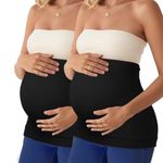 DIRAVO Womens Maternity Belly Band for Pregnancy Non-slip Silicone Stretch Pregnancy Support Belly Belt Bands…, Black+Black, Medium