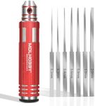 MDLHOBBY Resin Carved Scribe Line Hobby Cutting Tool with 7 Blades (0.1/0.2/0.4/0.6/0.8/1.0/2.0mm) - Model Scriber, Scribing Tool, Metal Scribe Tool, Panel Line Scriber for Precise Crafting(Red)