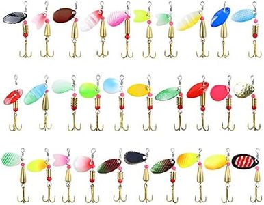 30PCS Fishing Lures Kit Set Spinnerbait for Bass Trout Walleye Salmon Assorted Metal Hard Lures Inline Spinner Baits