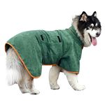 Dog Drying Coat Bathrobe Towel Microfibre Material Fast Drying Super Absorbent Dog Bath Robe with Adjustable Collar and Waist