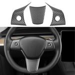 YHCDSEA Steering Wheel Trim Cover for Tesla Model 3/Y, Interior Accessories Compatible with Tesla Model 3 Model Y (A-Matt Carbon Fiber Pattern), SEA20230529