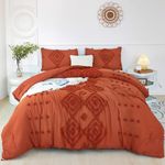ZRNBAST Terracotta Comforter Set Full Size Ultra Soft Tufted Boho Burnt Orange Bed Comforter Set Shabby Western Jacquard Tufts Rustic Bed Set for Teens(Terracotta, Full)