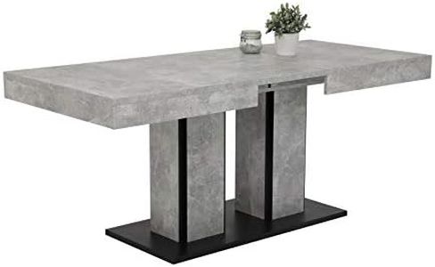 Apollo Rose Tavolo da Pranzo, Legno ingegnerizzato, Finitura Effetto Cemento, 140-180 x 80 x 76 cm