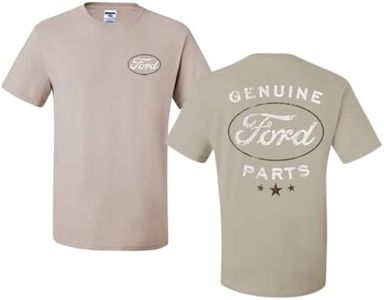 Wild Bobby Genuine Ford Parts Vintage Distressed Cars and Trucks Mens Graphic Tees Front and Back T Shirt Printed Graphic Tees for Men, Sandstone, 4X-Large