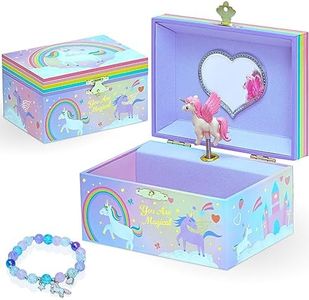 Style Girlz Musical Jewellery Box - Unicorn Jewellery Box For Girls - Kids Jewellery Music Box With - Includes Unicorn Jewellery Bracelet - Birthday Gifts For Girls