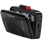 Walkmaner Cassette Player/Recorder, Am/FM Radio, Portable Cassette Player, Cassette Recording, Built-in Speakers, Manual Recording, T201 (Black)